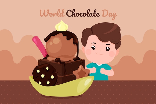 Flat world chocolate day background