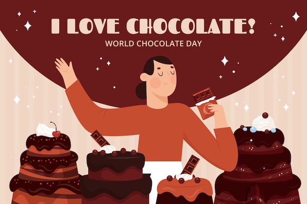 Flat world chocolate day background