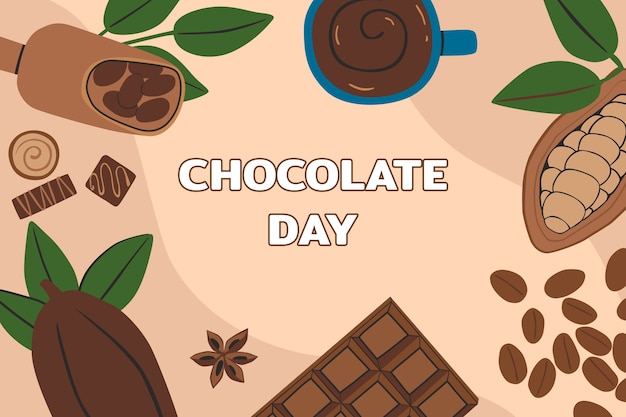 フラットな世界のチョコレートの日の背景