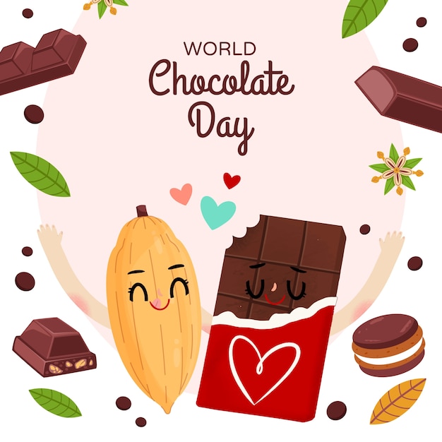 Free vector flat world chocolate day background