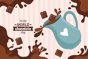 Vettore gratuito fondo piatto di celebrazione della giornata mondiale del cioccolato