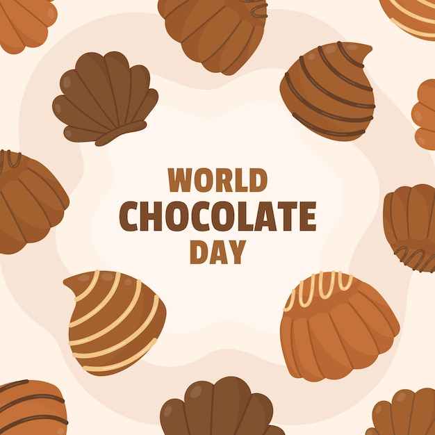 Flat world chocolate day illustration with chocolate sweets