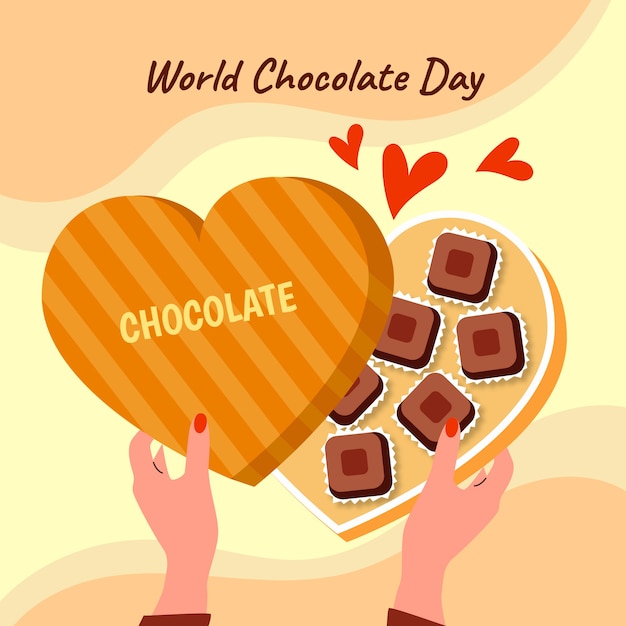 Free vector flat world chocolate day illustration with chocolate sweets