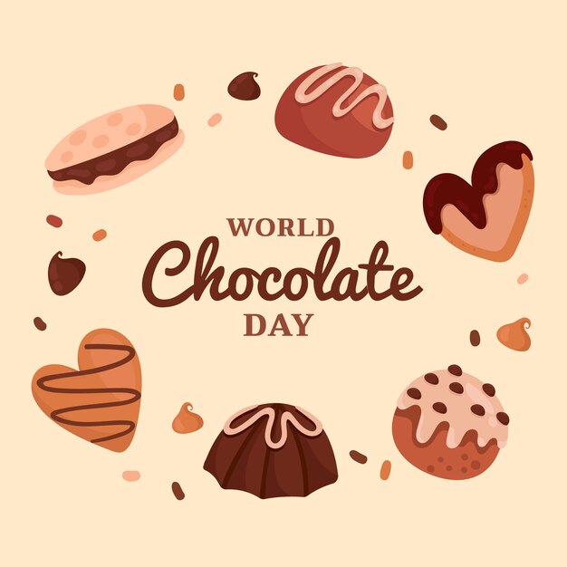 Flat world chocolate day illustration