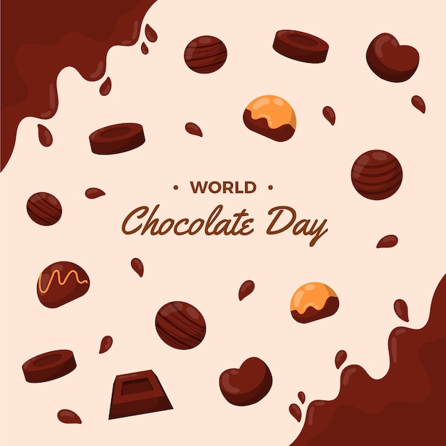 Flat world chocolate day illustration