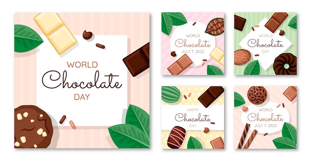 Flat world chocolate day instagram posts collection