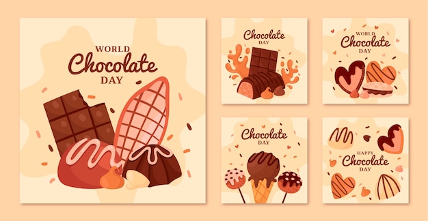 Flat world chocolate day instagram posts collection