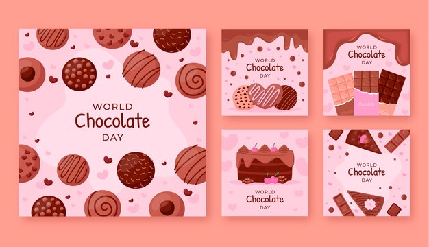 Flat world chocolate day instagram posts collection