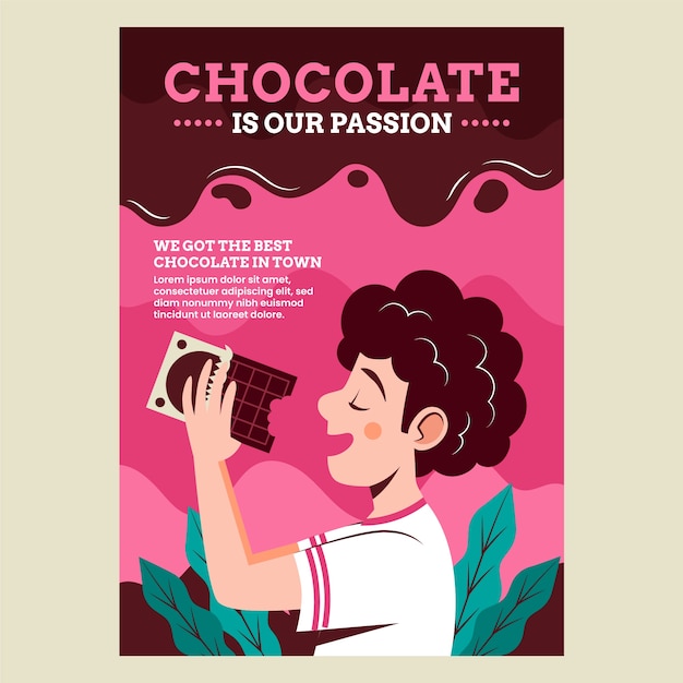 Free vector flat world chocolate day poster