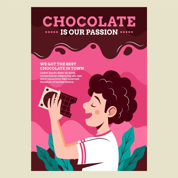 Flat world chocolate day poster