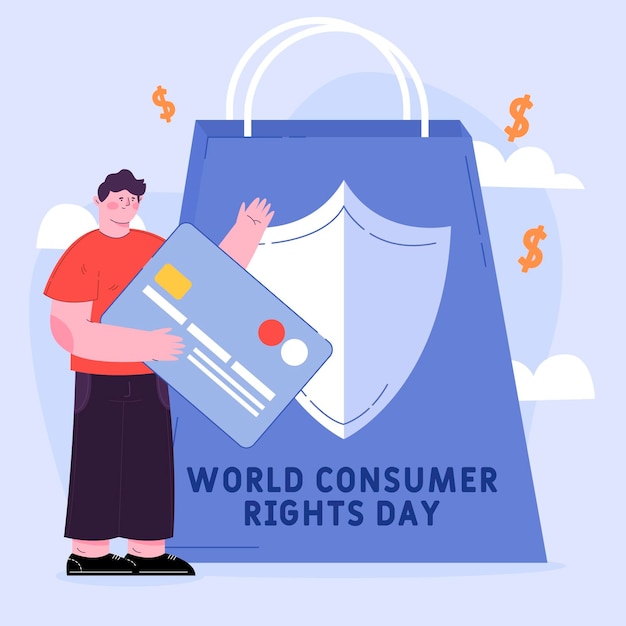 フラットな世界の消費者権利の日のイラスト