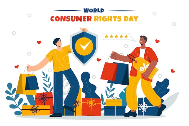 Плоский всемирный день защиты прав потребителей Бесплатные векторы