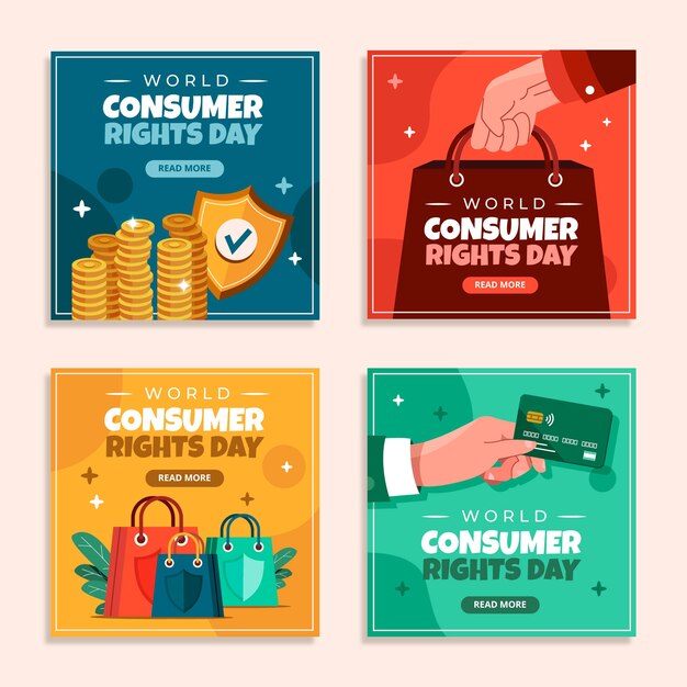 Flat world consumer rights day instagram posts collection