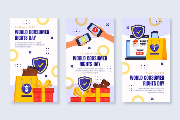Flat world consumer rights day instagram stories collection
