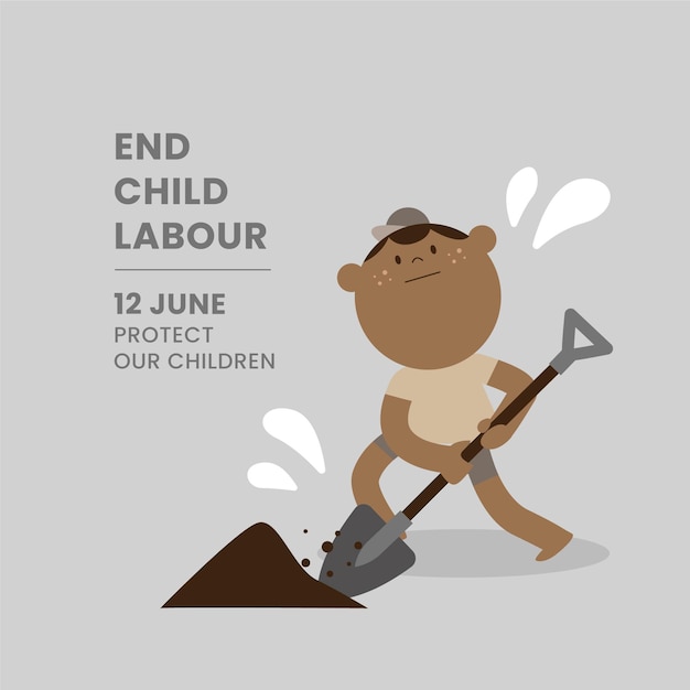 아동 노동 일러스트에 대한 평평한 세계의 날