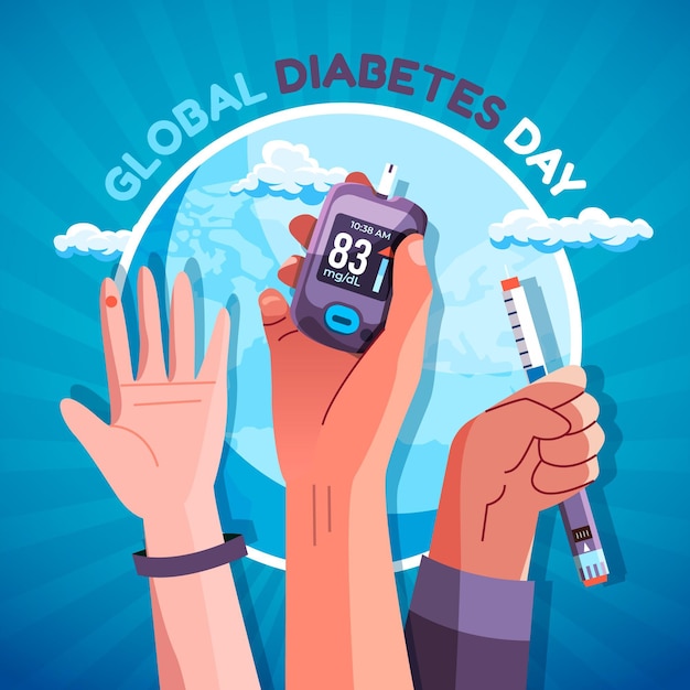 Fondo piatto della giornata mondiale del diabete