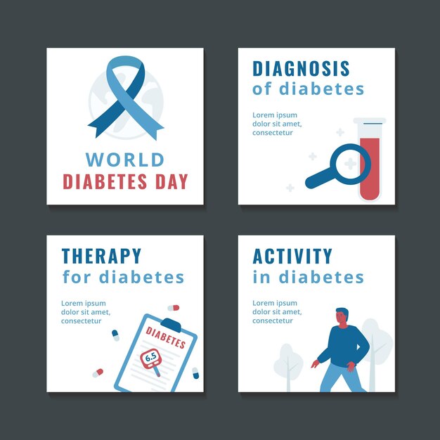 Flat world diabetes day instagram posts collection