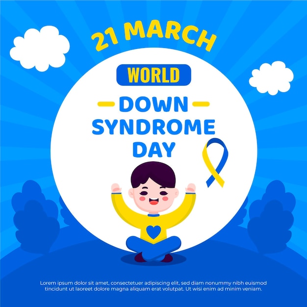 Vettore gratuito illustrazione della giornata mondiale della sindrome di down piatto