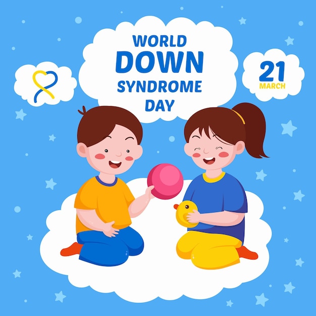 Flat world down syndrome day illustration