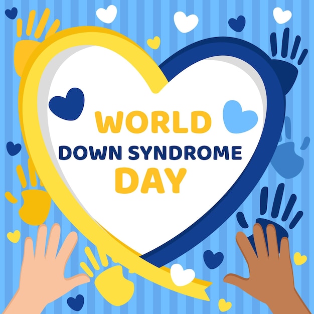 Flat world down syndrome day illustration