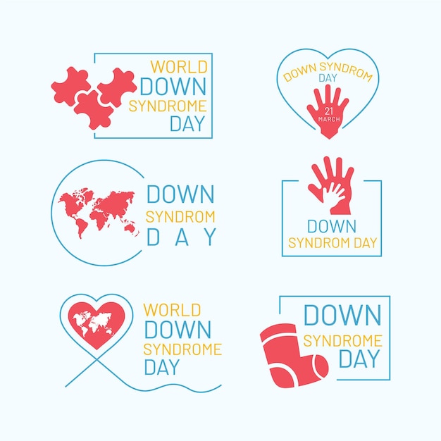 Free vector flat world down syndrome day labels
