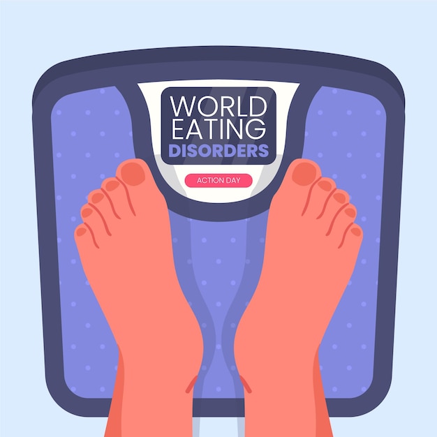 フラットな世界の摂食障害行動日のイラスト 無料ベクター