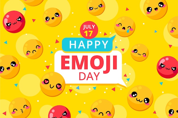 Free vector flat world emoji day background with emoticons