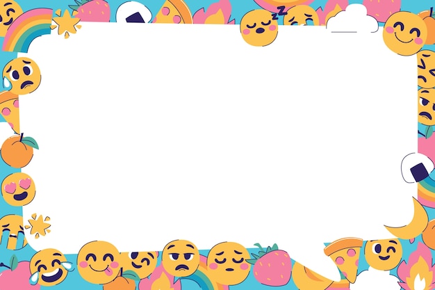 Flat world emoji day background with emoticons