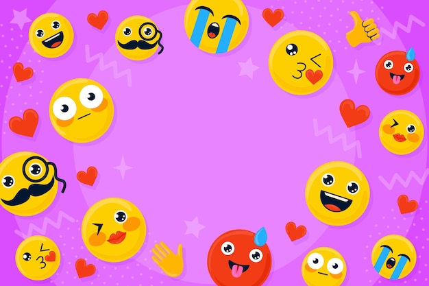 Flat world emoji day background with emoticons