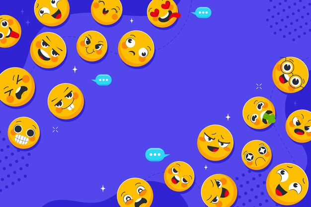 Free vector flat world emoji day background with emoticons