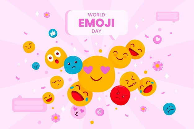 Плоский мир emoji день фон со смайликами