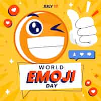 Free vector flat world emoji day illustration with emoticons