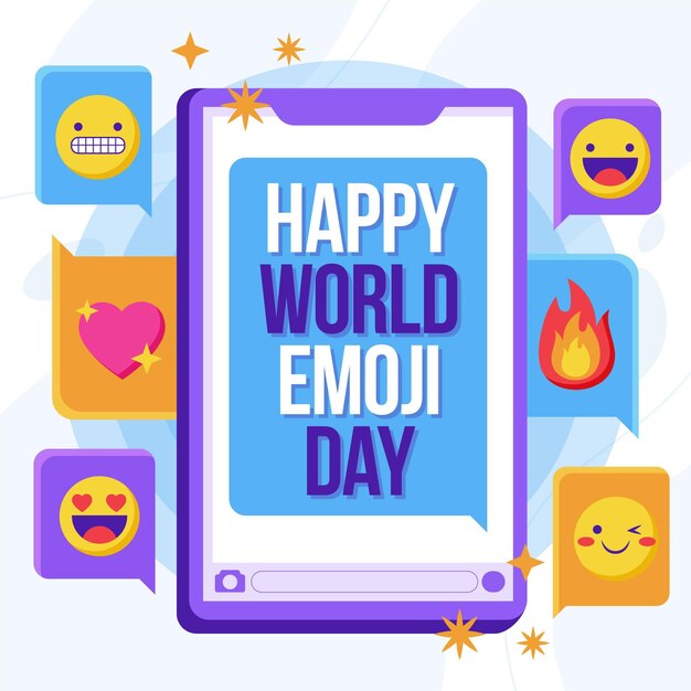 Flat world emoji day illustration