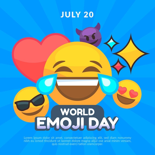 Flat world emoji day illustration