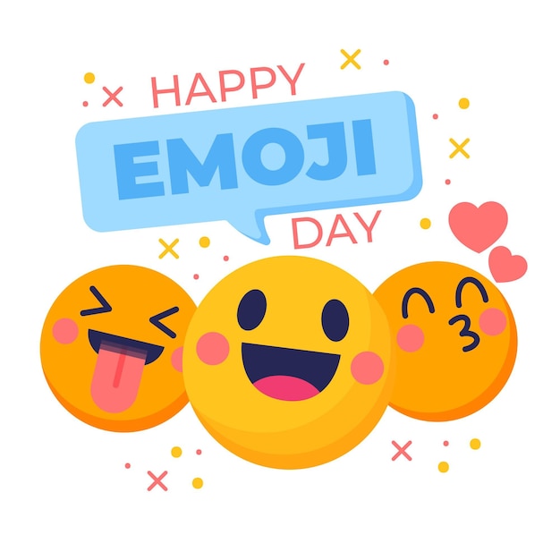 Flat world emoji day illustration