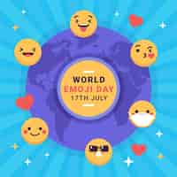 Vettore gratuito illustrazione di giornata mondiale emoji piatta