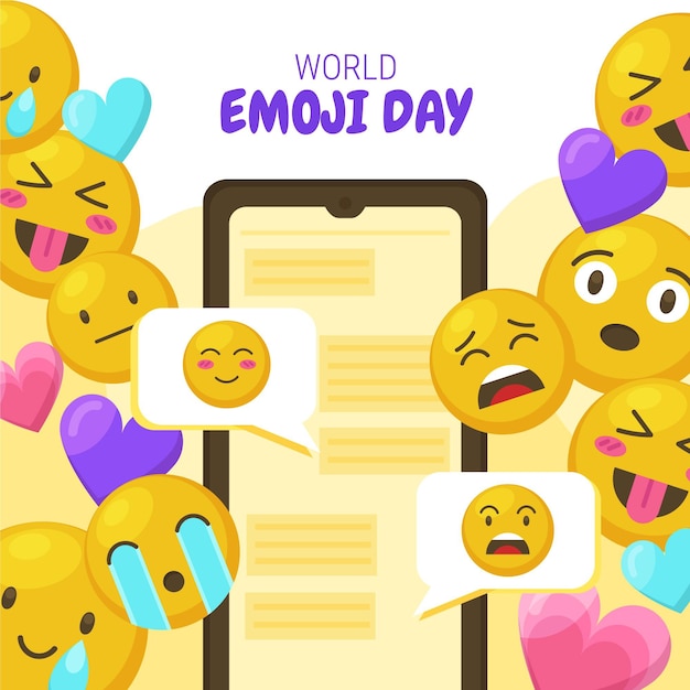 Flat world emoji day illustration
