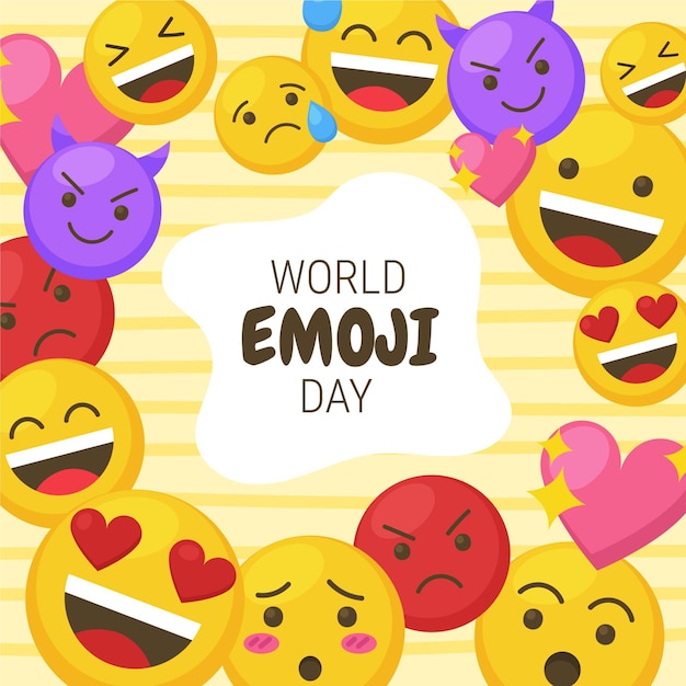 Vettore gratuito illustrazione di giornata mondiale emoji piatta