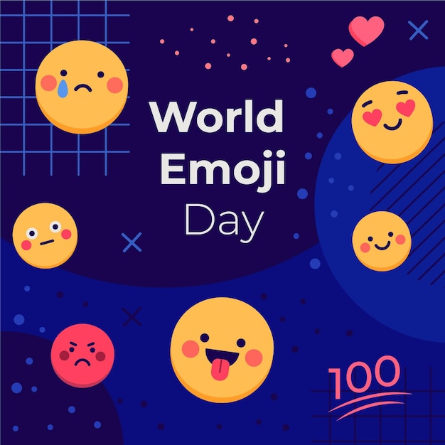 Free vector flat world emoji day illustration