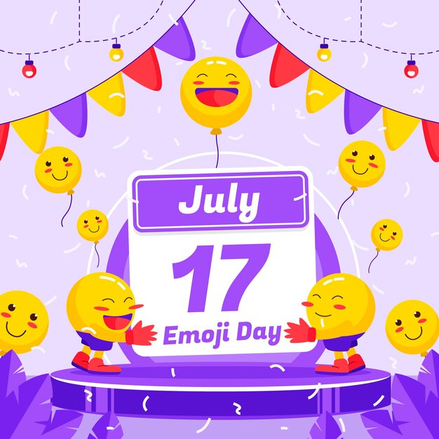 Free vector flat world emoji day illustration