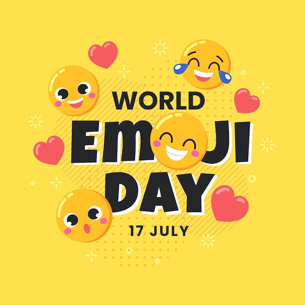 Free vector flat world emoji day illustration