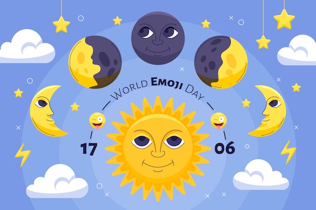 Free vector flat world emoji day illustration