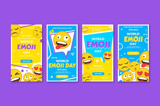 Raccolta di storie di instagram di piatto mondo emoji giorno