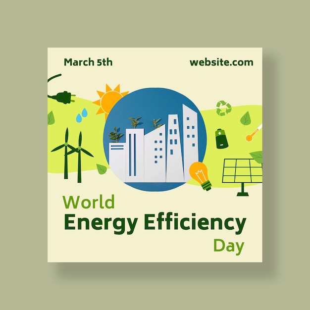 Flat world energy efficiency day instagram post