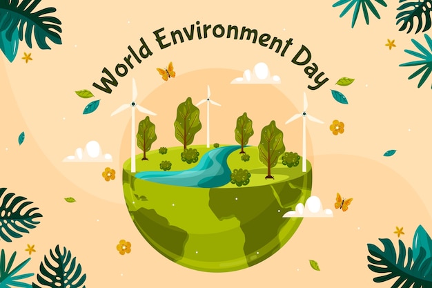 Flat world environment day background