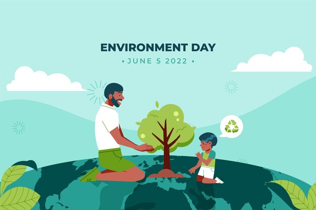 Flat  world environment day background