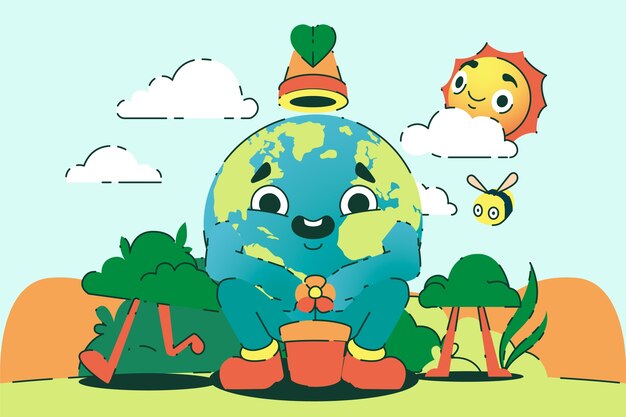 Flat world environment day background