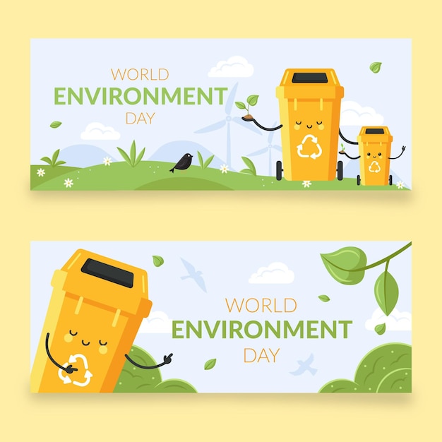 Modello di banner piatto giornata mondiale dell'ambiente