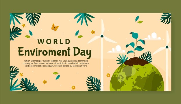 Flat world environment day horizontal banner template