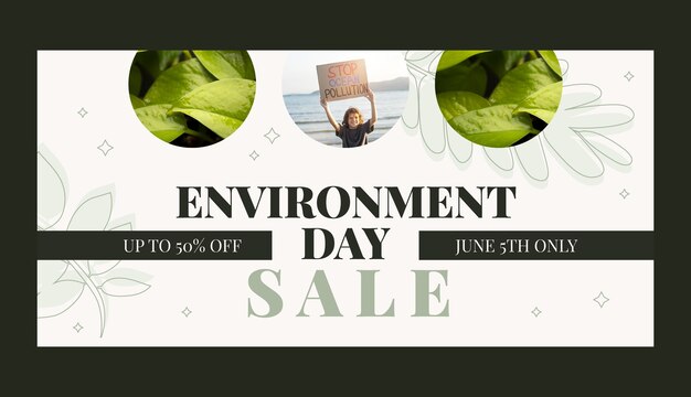 Free vector flat world environment day horizontal sale banner template